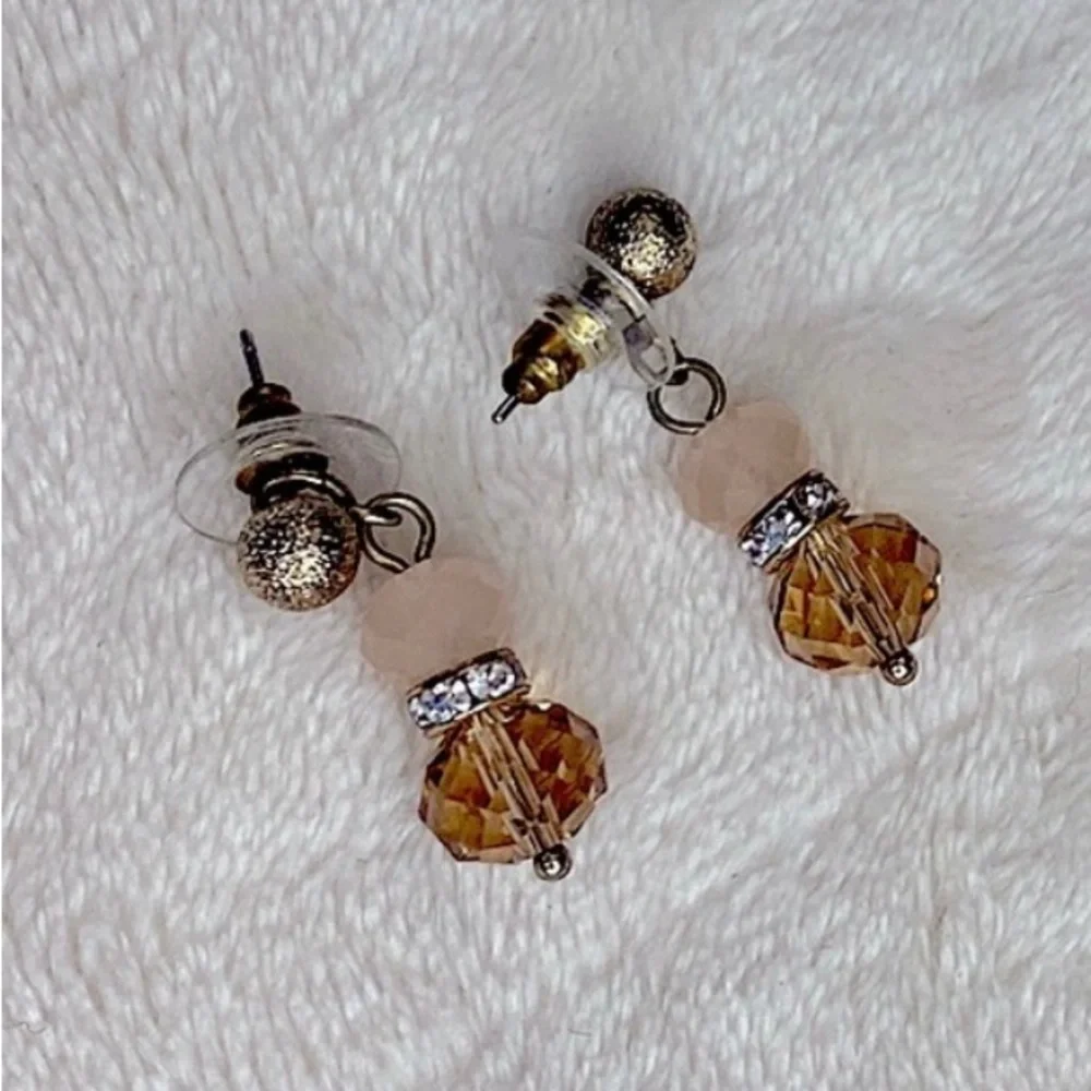 Peachy Jeweled Drop-down Earrings
